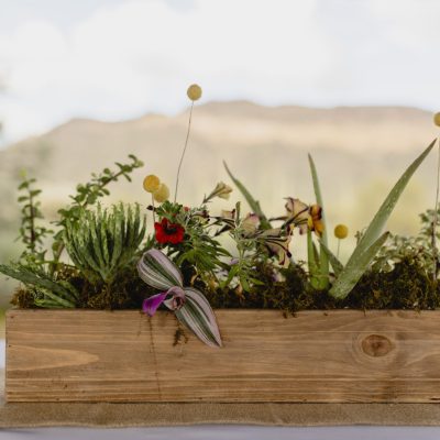 Elopements, floral box centerpiece